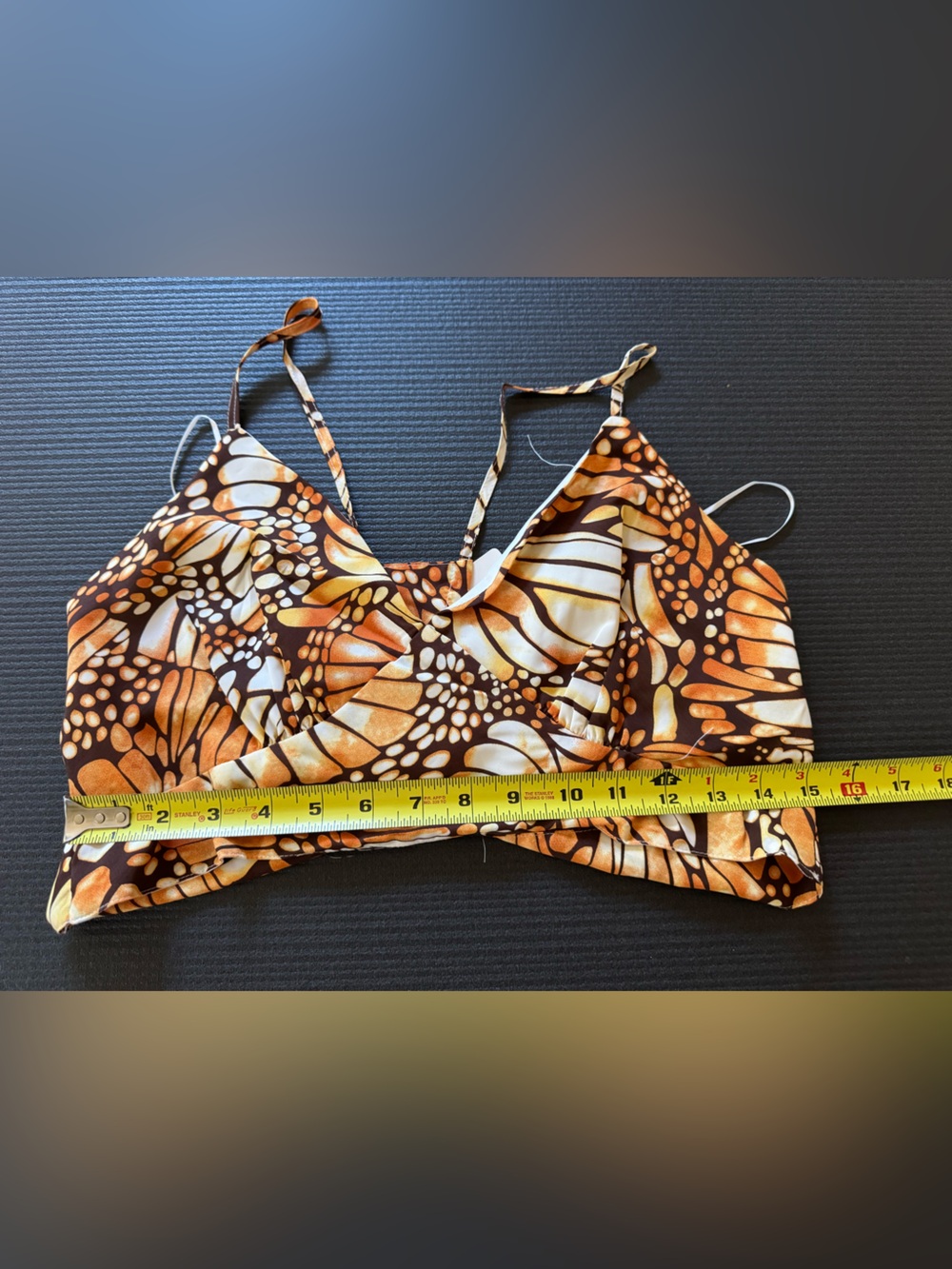 RoseVelvet Brown and Cream Monarch Butterfly Crop Tank Top, L NWT - Picture 2 of 5
